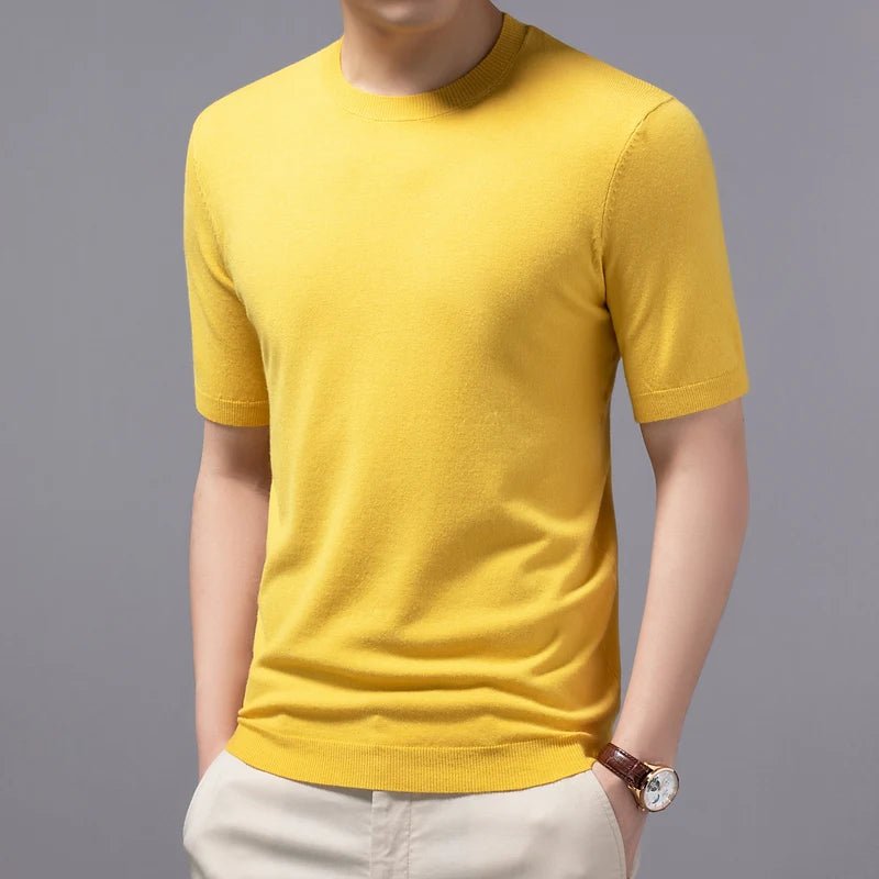 YSC Herren Strickpullover | Rundhals, Kurzarm, Weich & Anti - Pilling - My Stona