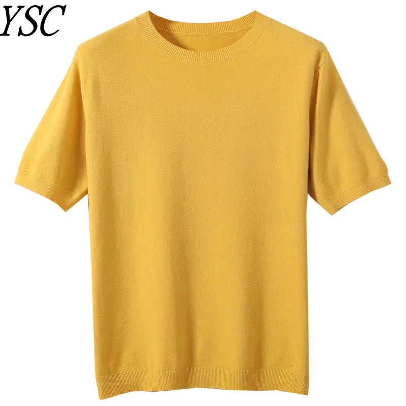YSC Herren Strickpullover | Rundhals, Kurzarm, Weich & Anti - Pilling - My Stona