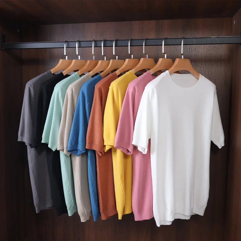 YSC Herren Strickpullover | Rundhals, Kurzarm, Weich & Anti - Pilling - My Stona